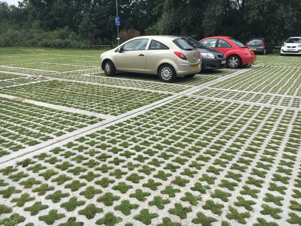 Grasscrete car park permeable and sustainable grass cover with built